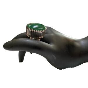 Sterling‎ Silver Malachite signed Ring